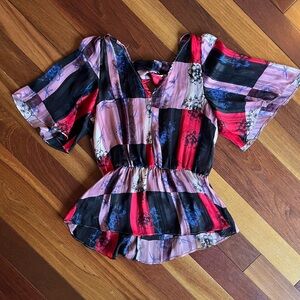 BCBGeneration Multicolor Floral Plaid Blouse